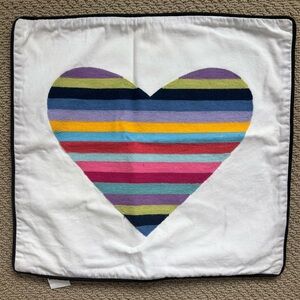 PB Teen Rainbow Stripe Heart Pillow Cover